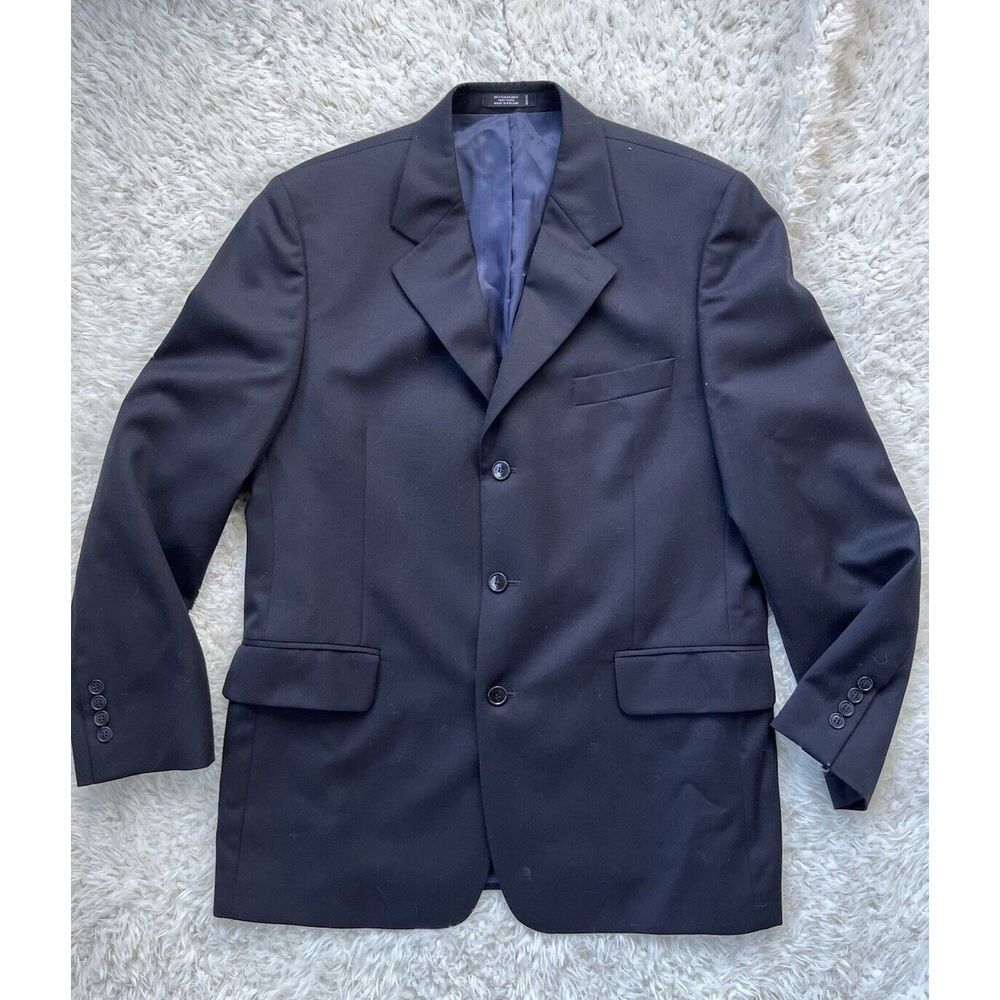 Andre' Villard of Paris Wool Black Blazer Jacket Suit Size Button Regular 42 EUC